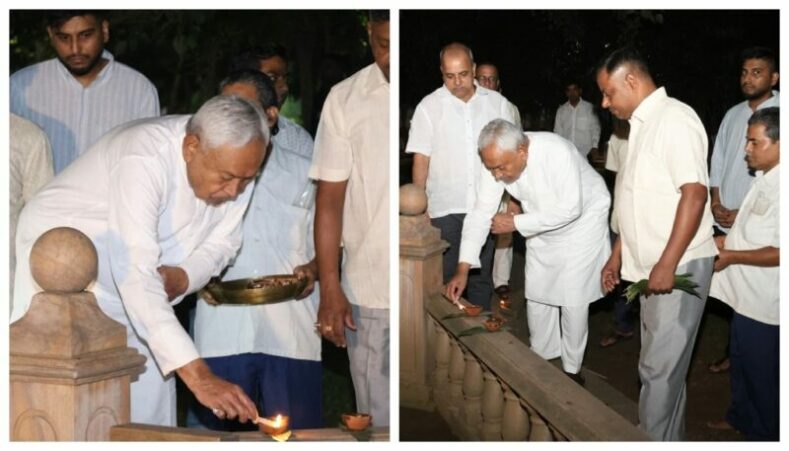 Chief Minister Nitish Kumar Celebrates Diwali with Traditional Simplicity at Ek Aney Marg